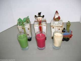 Decorative Ceramic Christmas Santa Train w/3 Candles 3.5 oz Valerie 