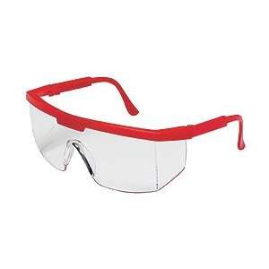  Crews Excalibur Red Frame, Clear Lens Safety Glasses   Box 