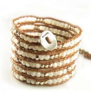  Chan Luu White Mother of Pearl and Sterling Silver Nugget Wrap 
