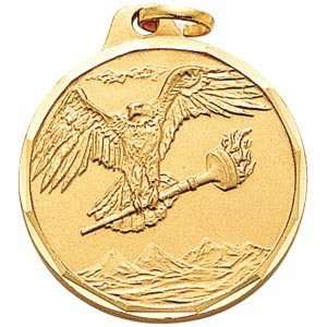  1 1/4 Inch Silver Eagle With Torch Medal Sports 