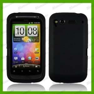 Black Silicone Rubber Skin Case Pouch For HTC Desire S  