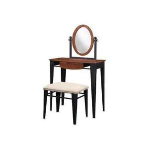   Traditional Faux Mahogany Vanity with Mirror and Bench