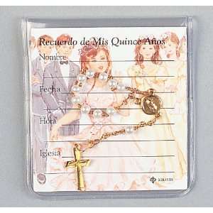   Recuerdos   2 and 1/2x3 Plastic Case   Card   Finger Rosary, English