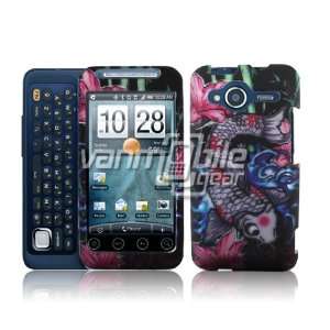 VMG HTC EVO Shift   Black/Blue Koi Fish Design Hard 2 Pc Plastic Case 