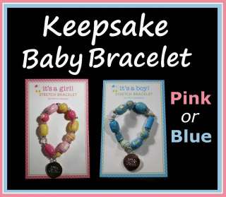 Baby Stretch Bracelet Pendant Its a Boy Girl Pink Blue  