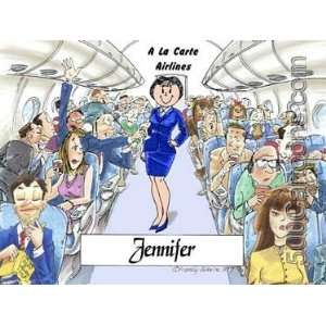  Flight Attendant Personalized Cartoon Matted Print 