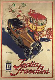 ITALY CAR CARRIAGE ISOTTA FRASCHINI MILANO REPRO POSTER  