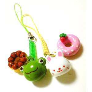  Cute rabbit and frog with donuts straps, mobile phone and 