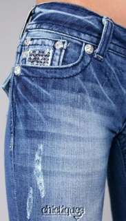 Miss Me Jeans Spring Sparkle Silver Sequin Yoke Denim Boot Cut JP6068B 