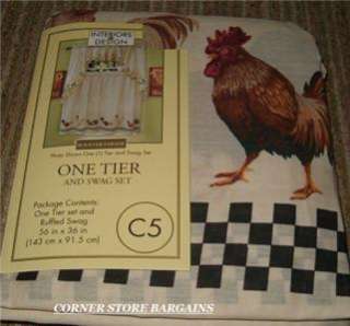 PC Country Rooster Kitchen Curtains Tier and Swag Set  