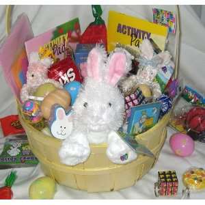 Deluxe Kids Yellow Easter Gift Basket   Candy, Games, Coloring 
