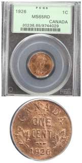 1926 CANADA 1 cent PCGS MS 65 RED *CHOICE GEM*  
