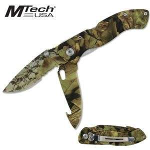 MTech Double Knife Camo Gut Hook & Half Serrated Folder  