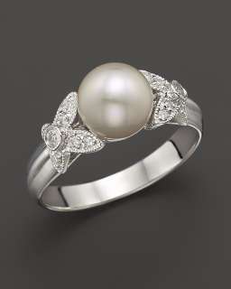 Diamond and Pearl Ring Set in 14K White Gold   Pearls    