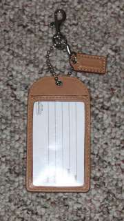   Signature Embossed Leather Luggage ID Tag FRAME Key Chain CHARM #92538