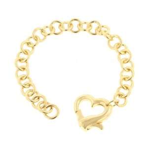  Heart Silhouette 14k Gold Plate Charm Bracelet Jewelry