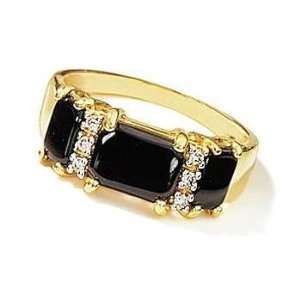  14k Gold Black Onyx Diamond Ring (Size 9) Jewelry
