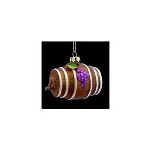   Rustic Glass Wine Barrel with Grape Accent Christmas O