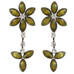   Jewellery   Clear Crystal   Rainbow Green Flower Earrings Jewelry