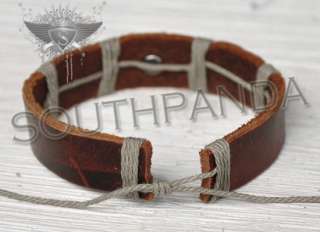 SW322 Vintage Brown Ethnic Leather Bracelet Wristband  