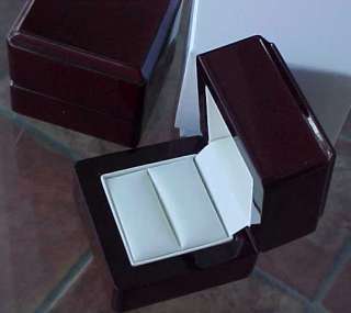   DELUXE Cherry Wood & Off White Leather ENGAGEMENT Ring Gift Box  