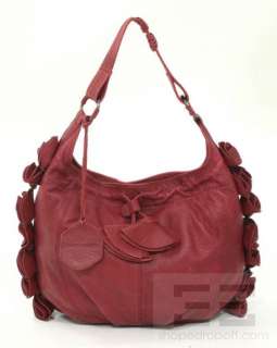 Vince Camuto Red Leather Rosette Hobo Bag  