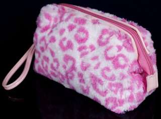   Leopard Print Fluffy Small Cosmetic Wristlet Bag Coin Purse #B079