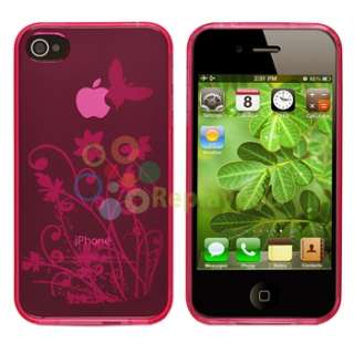 Blue +Pink TPU Butterfly Skin Case For iPhone 4 4S 4GS Sprint Verizon 