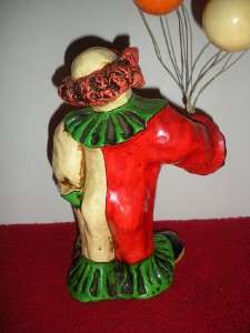 Vintage Ceramic Clown Figurine with Balloons  