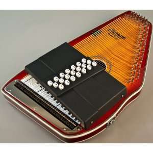   HARP OS110 21FHSE QUALITY FLAMED ELECTRIC AUTOHARP w CASE Musical