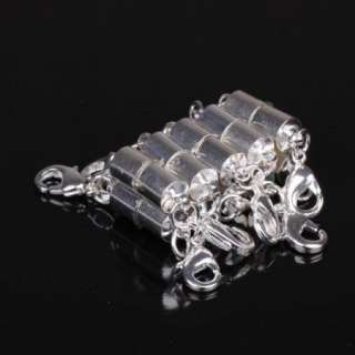   6mm Silver Plated Magnet Dual Clasp Lobster Claw Findings 5Pcs  