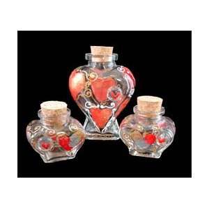  Hearts of Fire   Hand Painted   Heart Bottle Set   3 Piece 