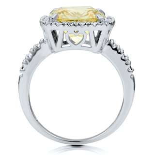   925 YELLOW CANARY CUSHION CUT CZ COCKTAIL RIGHT HAND RING SZ 5  