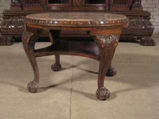 MARBLE TOP ANTIQUE GERMAN CARVED TABLE 09BL006C  
