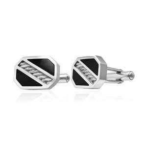  Two Tone Cable Steel HORIZON Cuff Links Jewelry