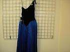BILL BLASS black & blue satin evening gown 2 4 VINTAGE