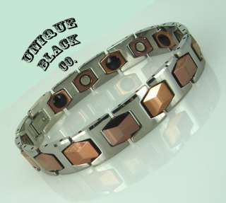 Rose Gold Tungsten Carbide Silver Magnetic Men Bracelet  