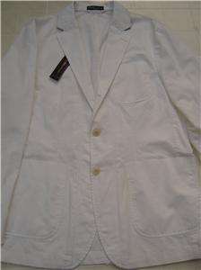   Lauren Mens 44 R Golf Jacket Sport Blazer Coat L White Cotton Button