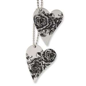  Stainless Steel Sweet Rose Heart Necklace Jewelry