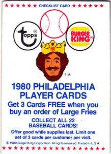   Packs 1980 Topps Burger King Phillies Possible Rose Schmidt  