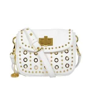  White Vieta Louisa Shoulder Bag ~ Faux Leather with Stud 
