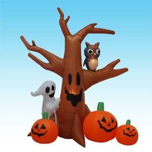   Halloween Inflatable Ghost Tree + Owl + Pumpkins 2012 Yard Decoration
