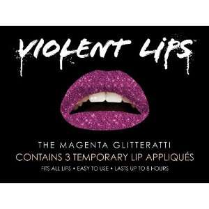  Violent Lips   The Magenta Glitteratti   Set of 3 Temporary Lip 
