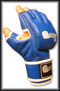 OZ. CAGE MMA GLOVES BLUE LEATHER MEISTER UFC TAPOUT  