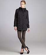 Marc New York black cotton twill convertible hooded parka style 