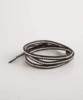 Chan Luu silver nugget and black leather wrap bracelet   up to 