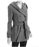 Calvin Klein tin wool blend tie front hooded jacket style# 314758502