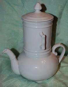   FILS TALL 4 PIECE COFFEE POT & DIFFUSER WHITE PORCELAIN FRANCE