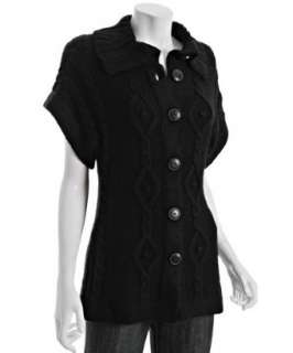 Design History black wool cable short sleeve cardigan   up to 