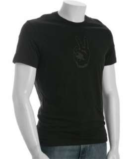 John Varvatos Star USA black pima jersey Peace Sign crewneck t shirt 